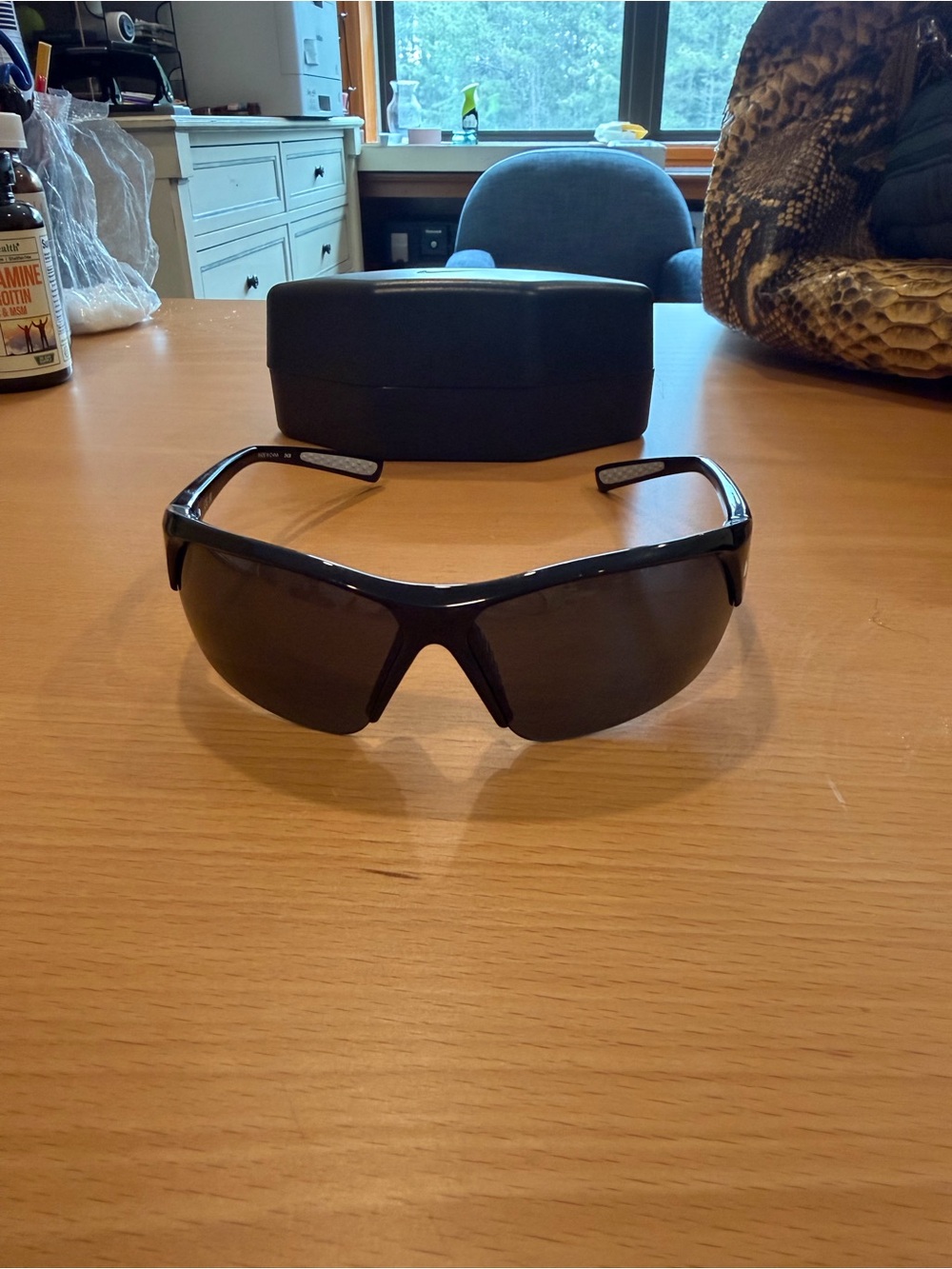 Nike Black Sport Wrap Sunglasses with Case